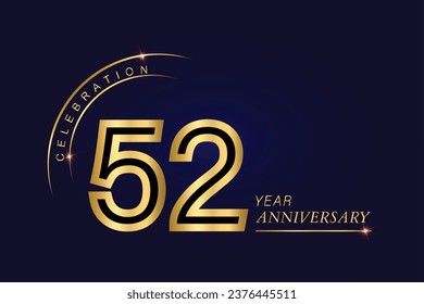 52 year anniversary vector banner template.Dark Blue Golden Royal anniversary Graphics Background.Growing Elegant Shine Spark. Luxury Premium Corporate Abstract Design Template.modern Shape Post.