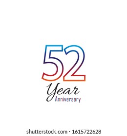 52 Year Anniversary Vector Template Design Illustration.