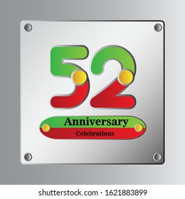 52 Year Anniversary Vector Template Design Illustration