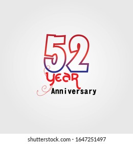 52 Year Anniversary Vector Template Design Illustration