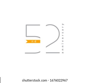 52 years anniversary or birthday celebration design template Vector.
