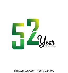 52 Years Anniversary Celebration Logo Vector Template Design Illustration