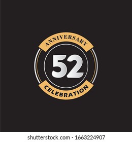 52 Years Anniversary Celebration Logo Vector Template Design 