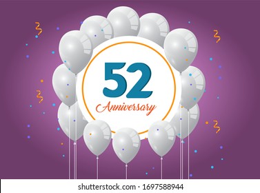 52 years anniversary celebration logo vector template design illustration