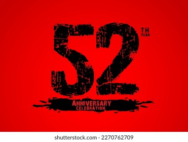 52 years anniversary celebration logotype on red background, 52th birthday logo, 52 number, anniversary year banner, anniversary design elements for invitation card and poster. number design vector