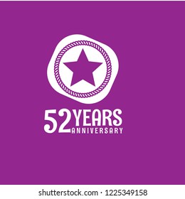 52 years anniversary celebration simple emblem, label, badge, logo,seal. vintage logo, 52 year sign, jubilee, greeting card