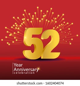 52 Years Anniversary Celebration Vector Template Design Illustration