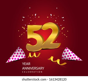 52 Years Anniversary Celebration Vector Template Design Illustration