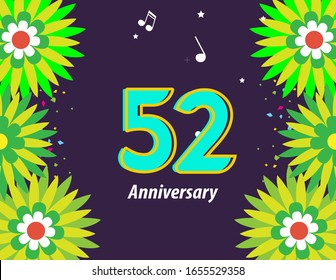 52 Years Anniversary Celebration Vector Template Design Illustration