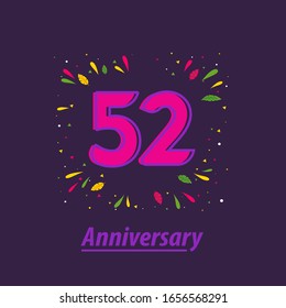 52 Years Anniversary Celebration Vector Template Design Illustration