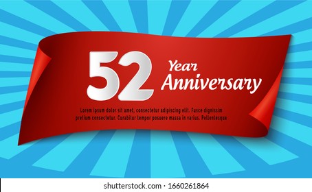 52 Years Anniversary Celebration Vector Template Design Illustration