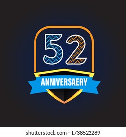 52 Years Anniversary Celebration Vector Template Design Illustration