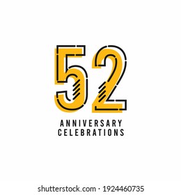 52 Years Anniversary Celebration Vector Template Design Illustration
