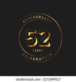 52 Years Anniversary Celebration, Vector Design Illustration Template