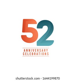 52 Years Anniversary Celebrations Vector Template Design Illustration