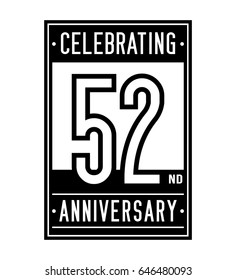52 years anniversary design template. Vector and illustration.