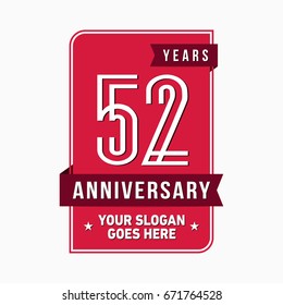 52 years anniversary design template. Vector and illustration.