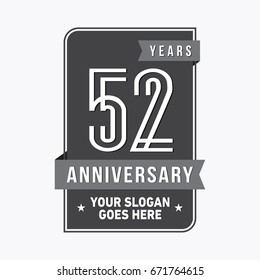 52 years anniversary design template. Vector and illustration.