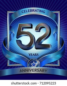 52 years anniversary design template for invitation, advertising, banner, vector design