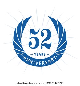 52 years anniversary. Elegant anniversary design. 52 years logo.
