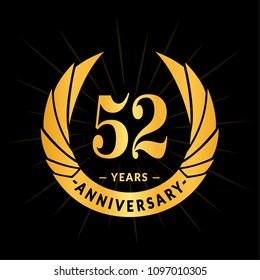 52 years anniversary. Elegant anniversary design. 52 years logo.