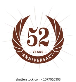 52 years anniversary. Elegant anniversary design. 52 years logo.