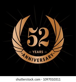 52 years anniversary. Elegant anniversary design. 52 years logo.