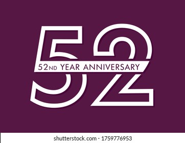 Vector de imágenes de 52 años, logotipo de celebración de 52 años 