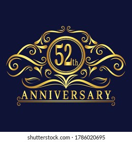 52 years Anniversary logo, luxurious 52th Anniversary design celebration.