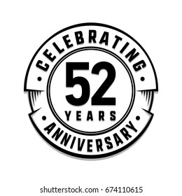 52 years anniversary logo template. Vector and illustration.
