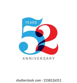 Logo de 52 años, elemento Diseño de plantilla vectorial para cumpleaños, invitación, boda, jubileo e ilustración de tarjeta de saludo.