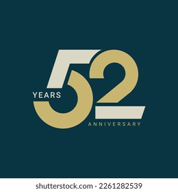 52 Years Anniversary Logo, Vector Template Design element for birthday, invitation, wedding, jubilee and greeting card illustration.