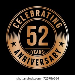 52 years anniversary logo. Vector and illustration.