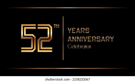 52 Years Anniversary logotype. Anniversary celebration template design for booklet, leaflet, magazine, brochure poster, banner, web, invitation or greeting card. Vector illustrations.
