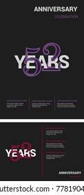 52 Years Anniversary Logotype design with overlapping styles between numbers and letters