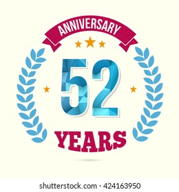 52 Years Anniversary with Low Poly Design and Laurel Ornaments