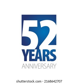 52 Jahre Jubiläum negative Leerzeichen Nummern blaues Logo Symbol Banner