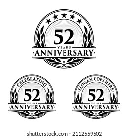 52 years anniversary set. 52nd celebration logo collection. Vector and illustration. 