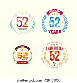 52 Years Anniversary Set with Low Poly Design and Laurel Ornaments