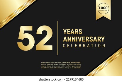 52 Years Anniversary template design. Golden Anniversary Celebration, vector illustration.