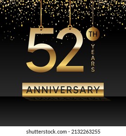 52 years anniversary, vector design for anniversary celebration with gold color on black background, simple and luxury design. logo vector template