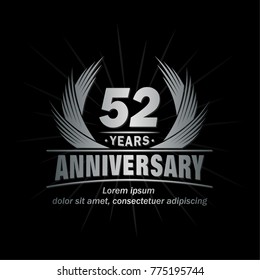 52 years design template. Anniversary vector and illustration template.
