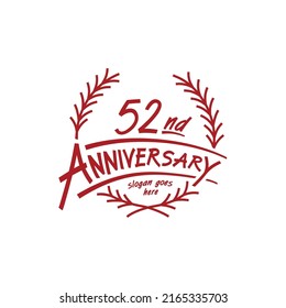 plantilla de diseño de 52 años. Vector e ilustración. Logo de los 52 años.