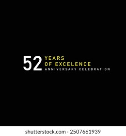 52 years of excelence anniversary celebration vector template design illustration