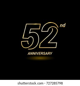 52  years golden line anniversary celebration logo design