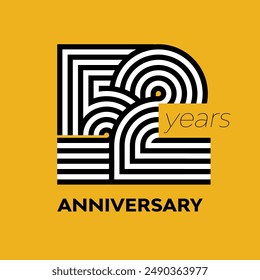 52 años retro aniversario Plantilla de Vector Plantilla Plantilla diseño ilustración