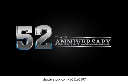 52 Years silver anniversary celebration logo, anniversary for celebration, birthday, wedding and party