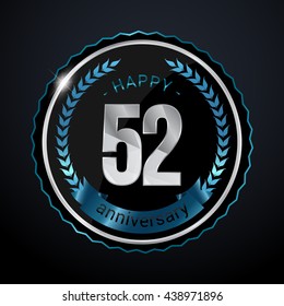 52 Years Silver anniversary logo, low poly design number