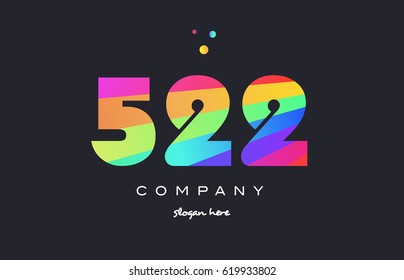 522 creative color green orange blue magenta pink number digit company logo vector icon spectrum