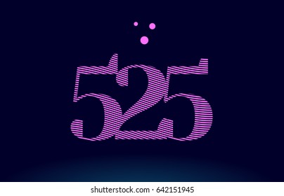 525 number digit logo pink line stripes magenta purple blue font creative text dots company vector icon design